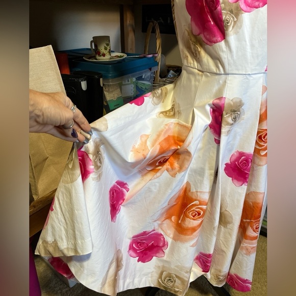 Calvin Klein Bouffant Floral‎ Dress Midi Party Wedding Guest Easter Garden Girl - Picture 11 of 14